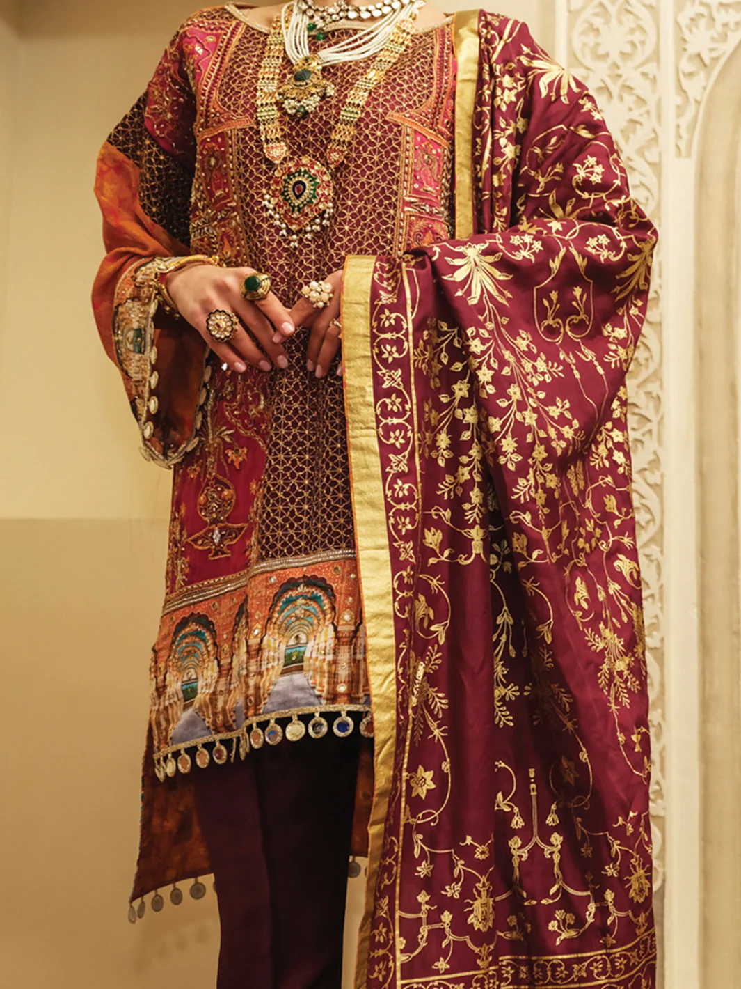 Magenta Silk 3 Piece Unstitched Formal - LS-UN-254