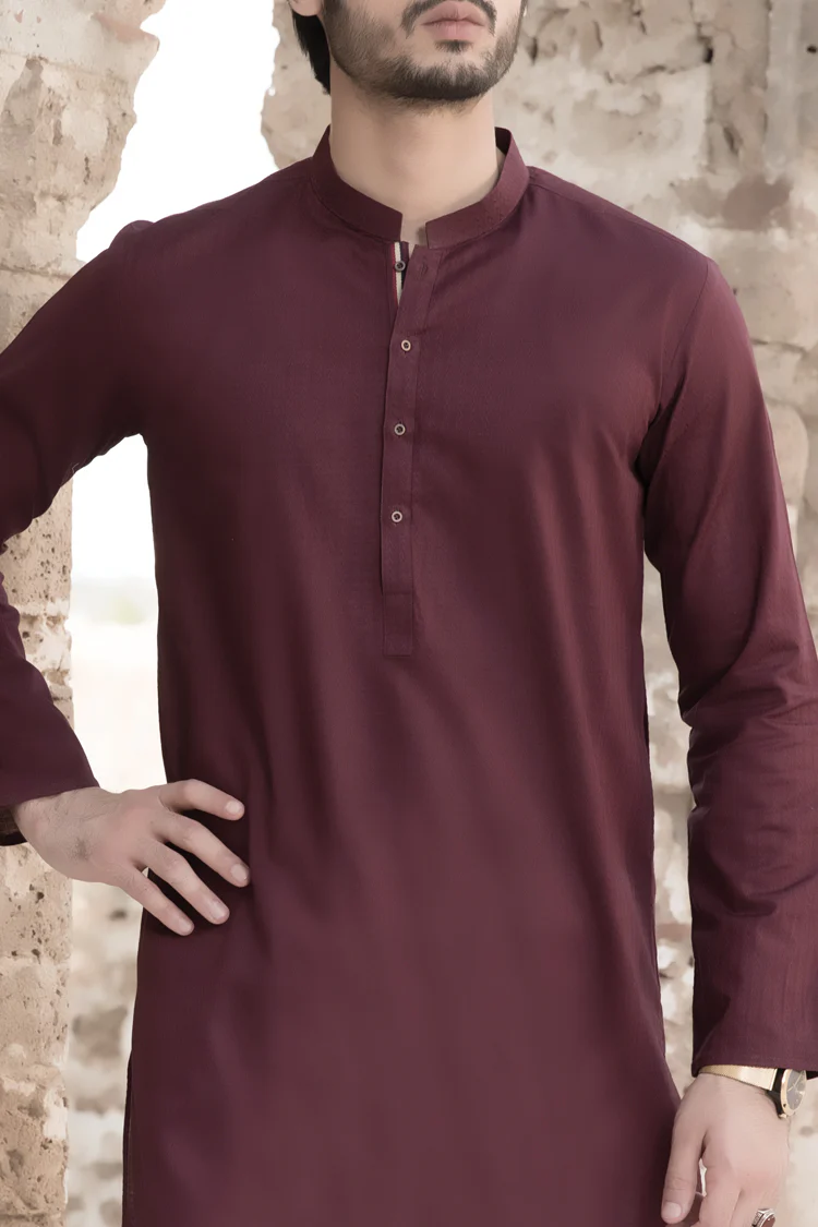 Maroon Cotton Kurta - AL-K-799 - Image 3