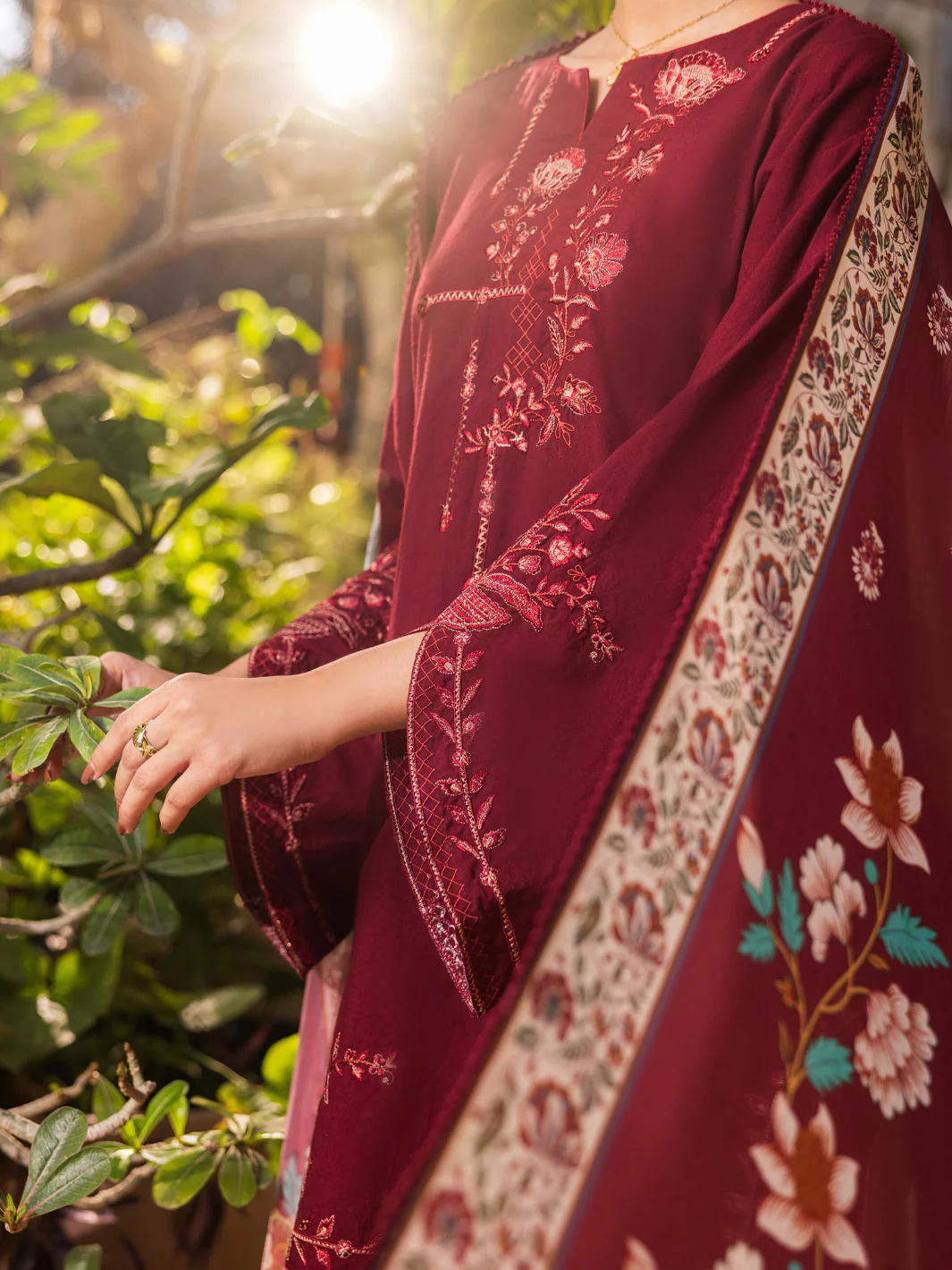 Maroon Cotton Stitched 3Pc - ALP-3PS-2629 - Image 5