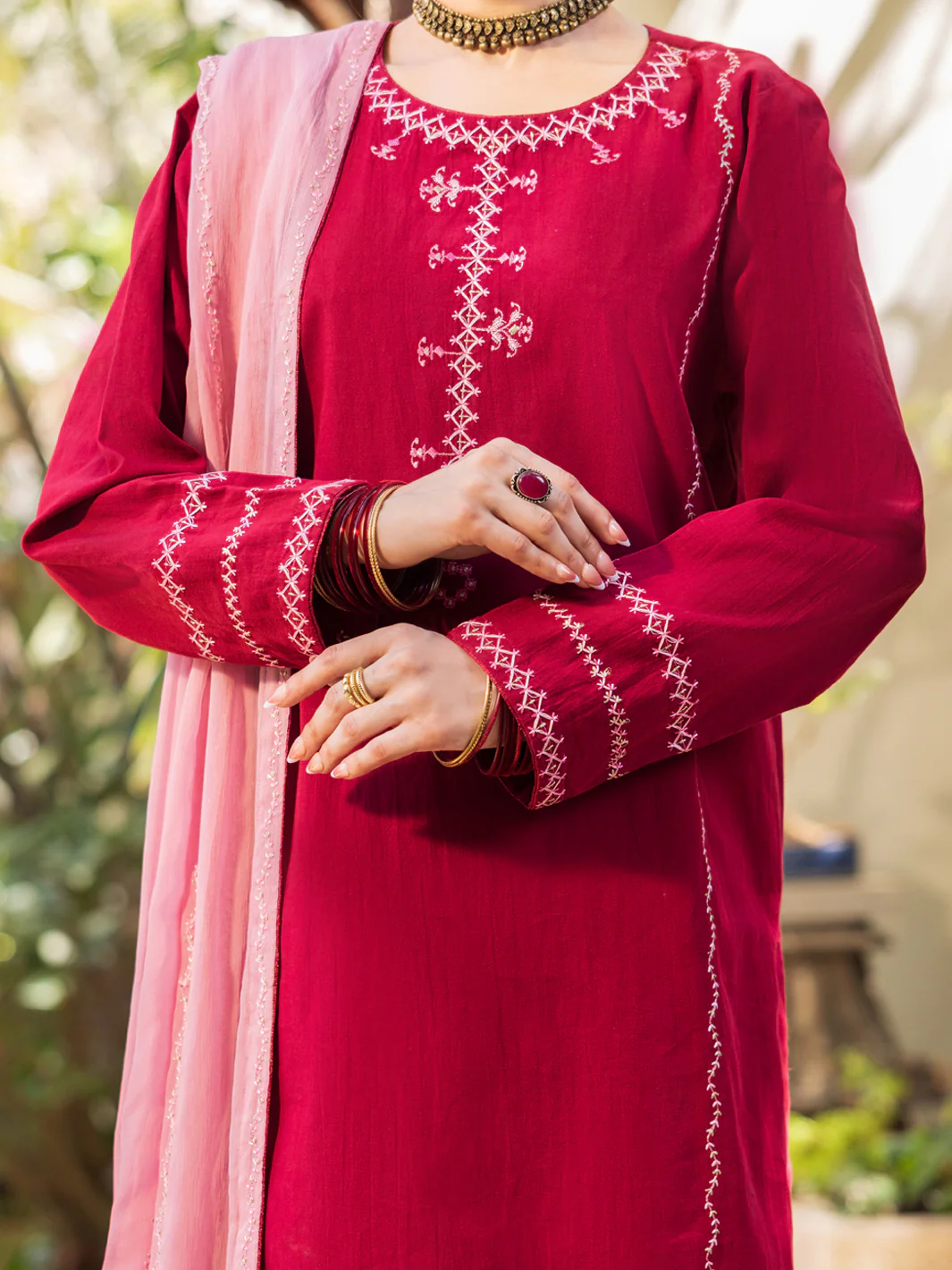 Maroon Cotton Stitched 3Pc - ALP-3PS-2599 - Image 3