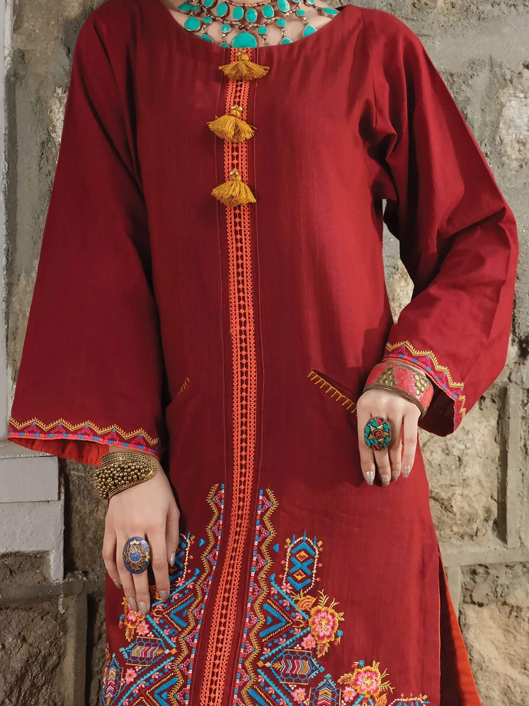 Maroon Khaddar Tunic - LK-236 - Image 2