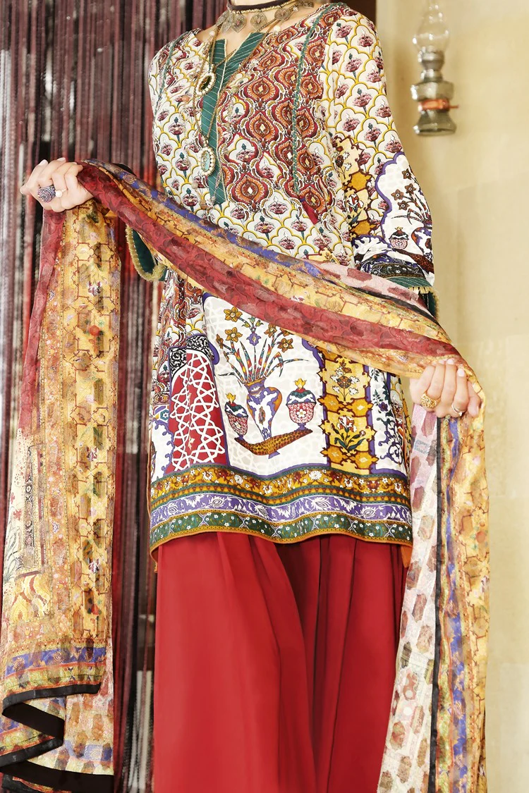 Maroon Lawn 3 Piece Stitched - ALP-668 - Image 2