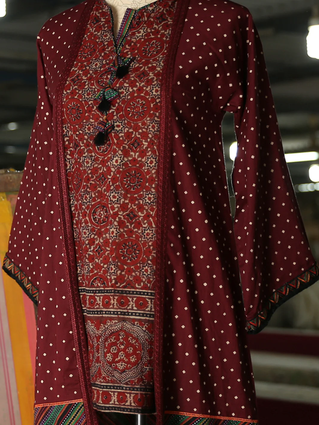 Maroon Lawn Tunic - LK-695 - Image 2