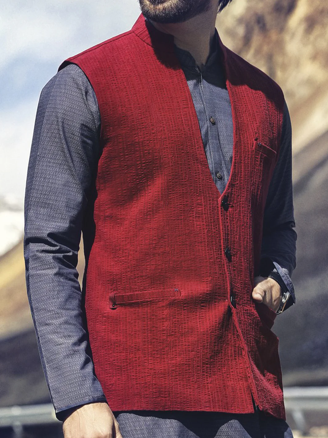 Maroon Waistcoat - WC-222 - Image 2