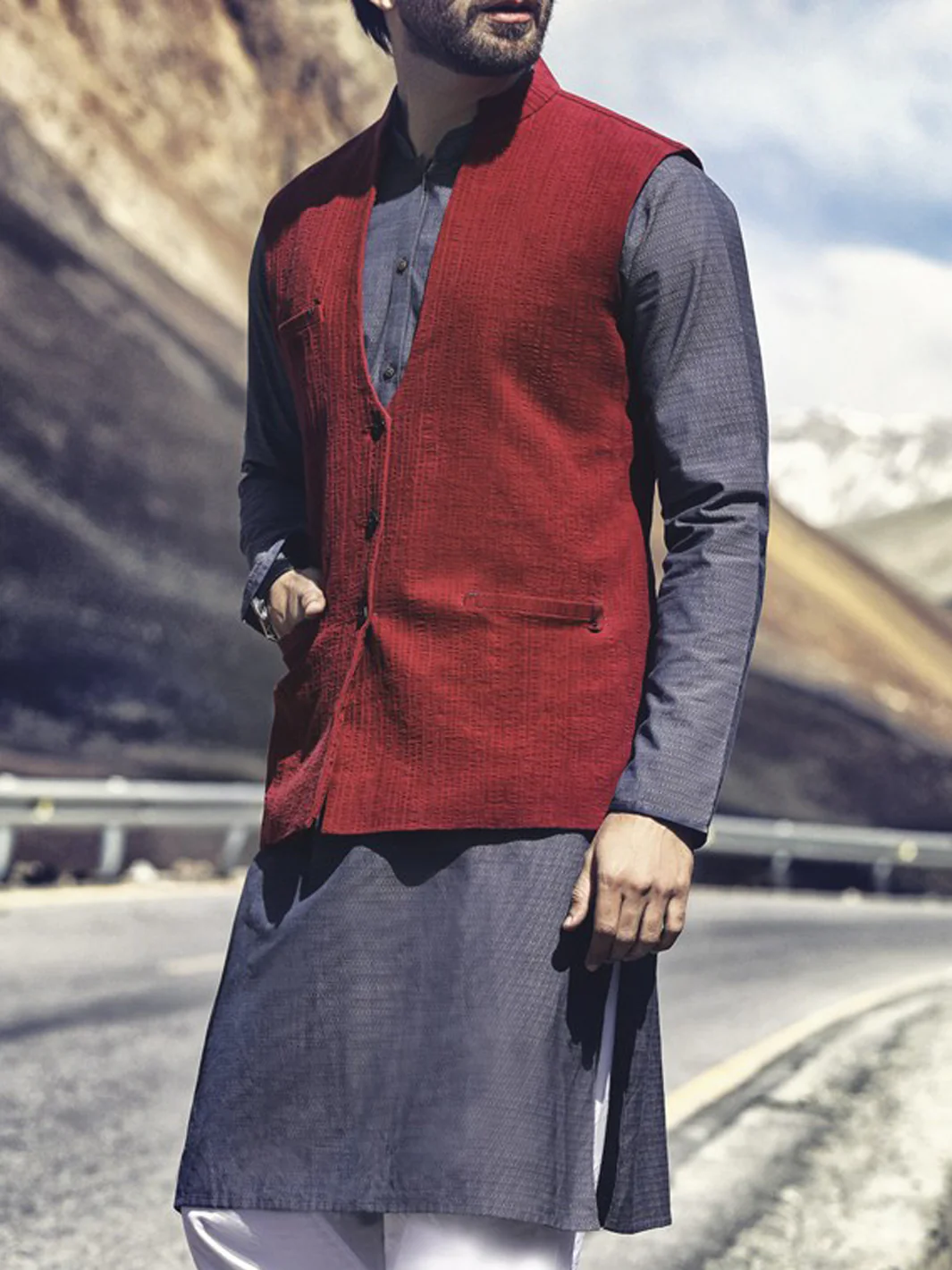 Maroon Waistcoat - WC-222 - Image 3
