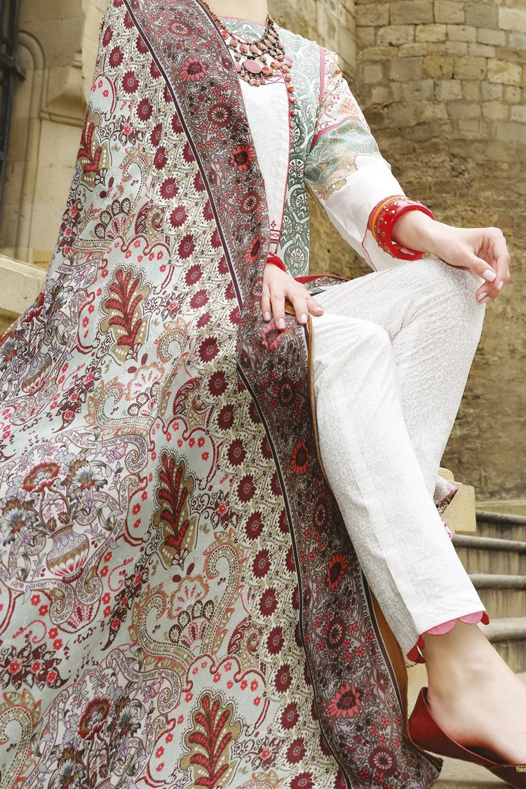 Mint Green Lawn 3 Piece Stitched - ALP-670 - Image 2