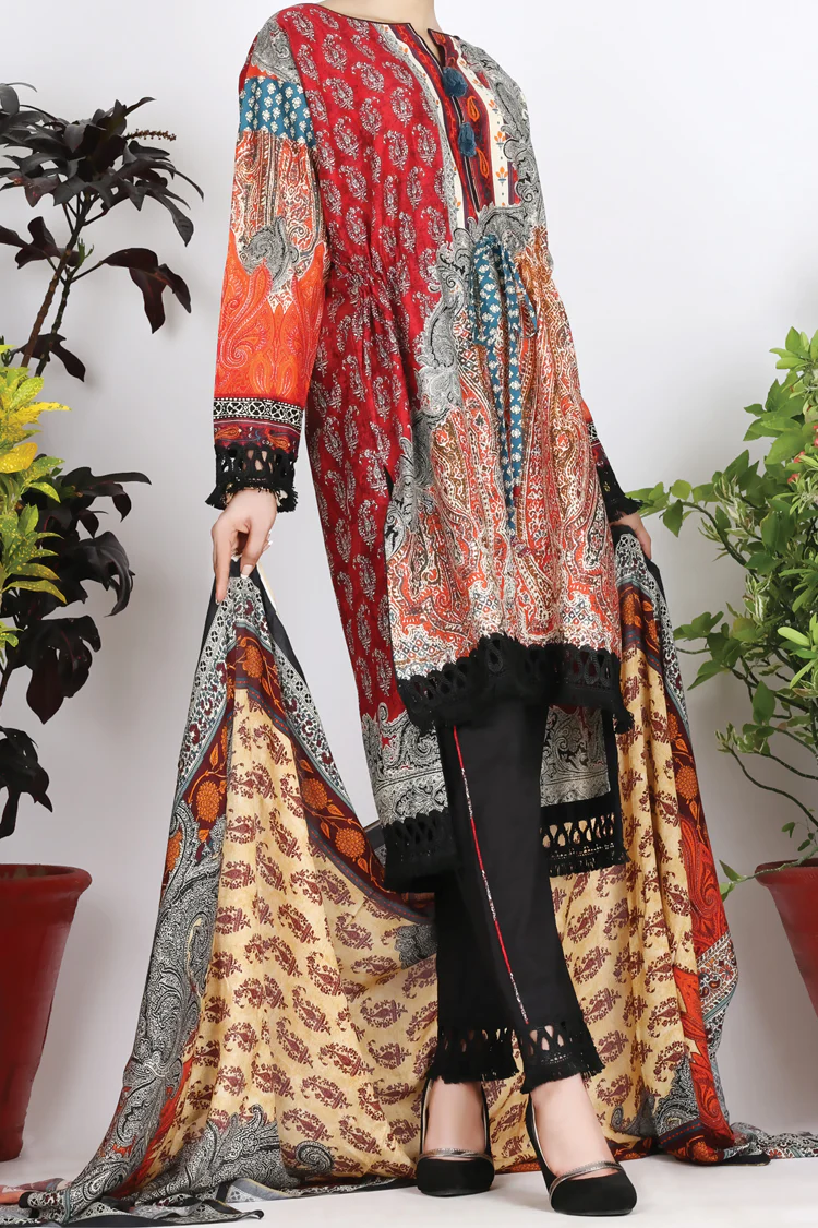 Multicolor Cambric 3 Piece Stitched - ALP-752