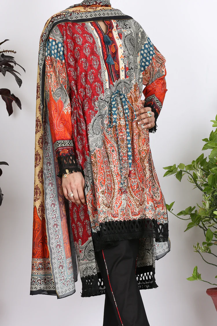 Multicolor Cambric 3 Piece Stitched - ALP-752 - Image 2