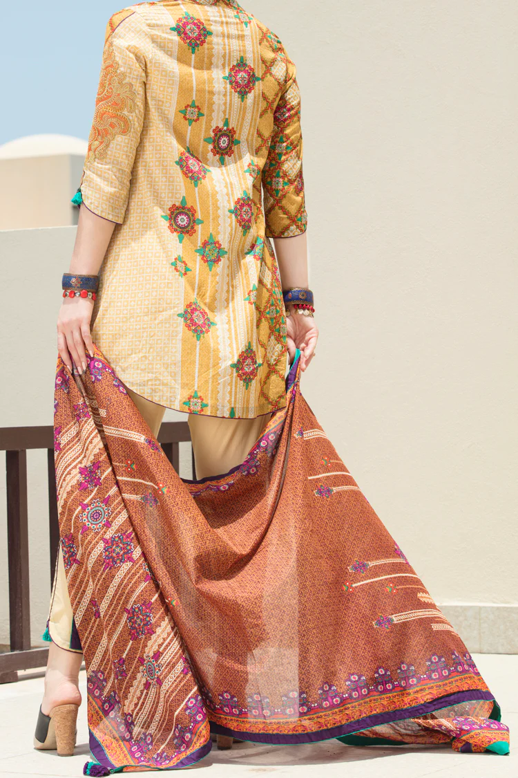 Mustard Lawn 3 Piece Stitched - ALP-546 - Image 3