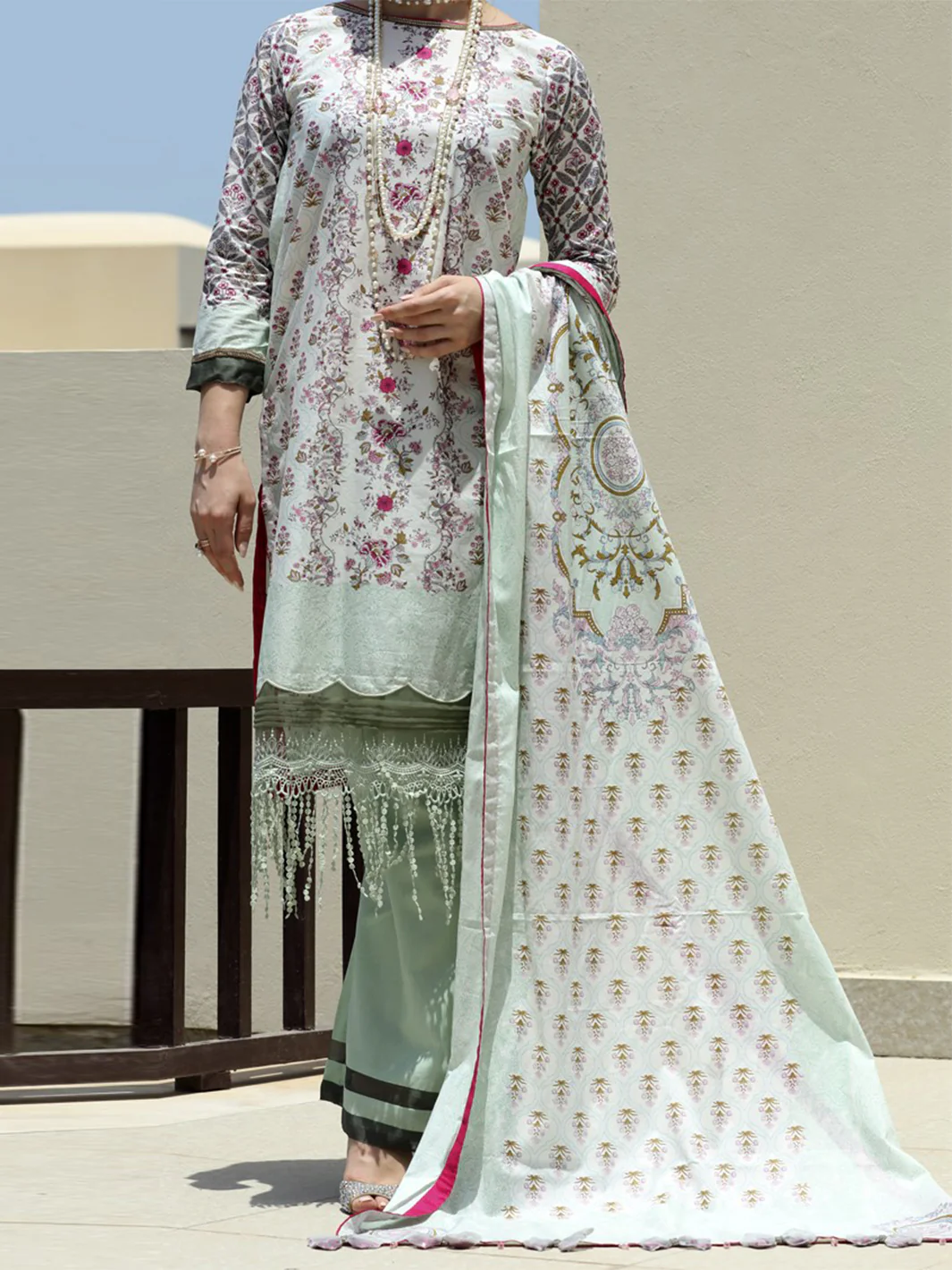 Natural Cambric 3 Piece Stitched - ALP-579 - Image 2
