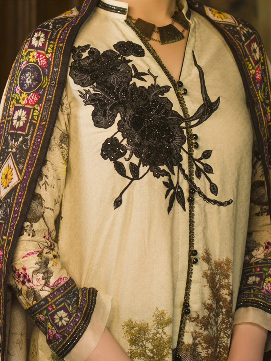 Natural Jacquard 3 Piece Stitched - AWP-188 - Image 4