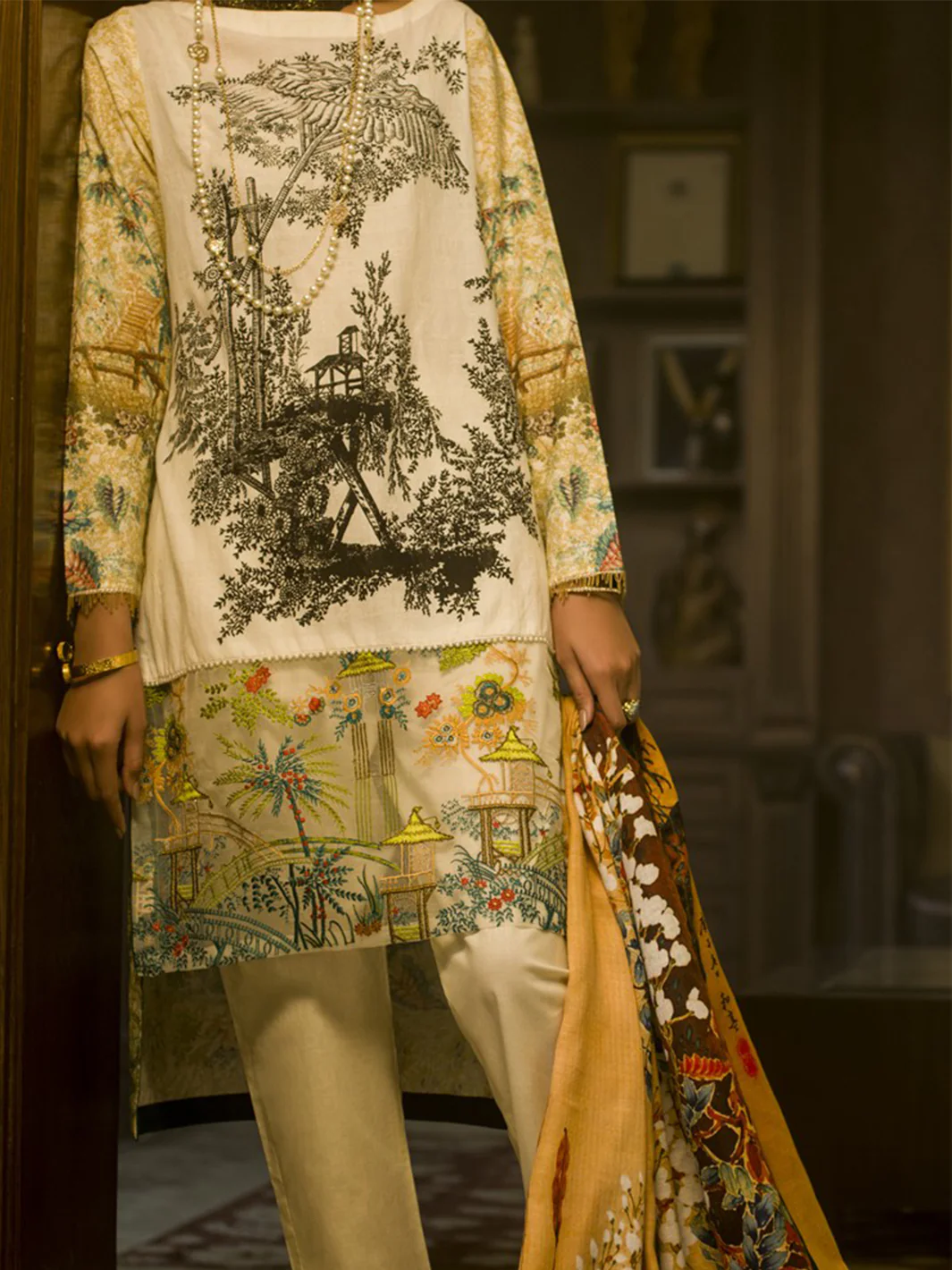 Natural Jacquard 3 Piece Stitched - AWP-189 - Image 2