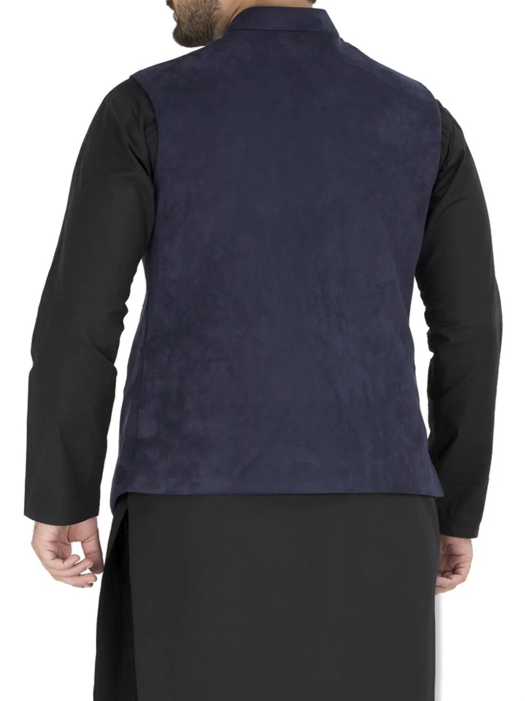 Navy Blue Blended Waistcoat - WC-286 - Image 4