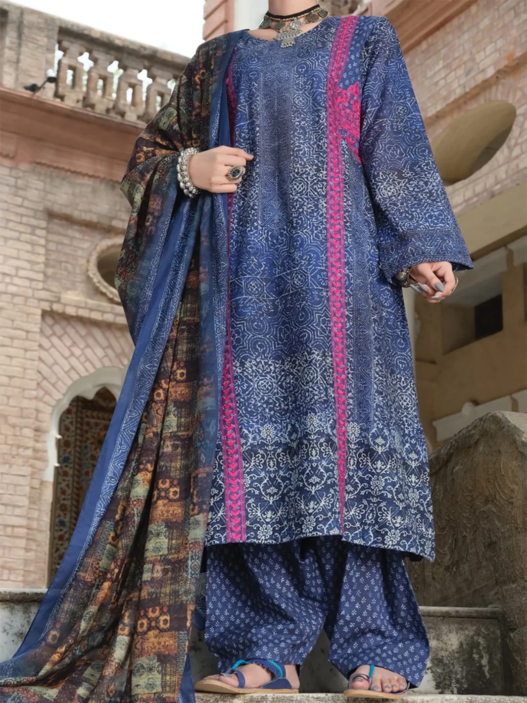Navy Blue Lawn 3 Piece Stitched - ALP-751