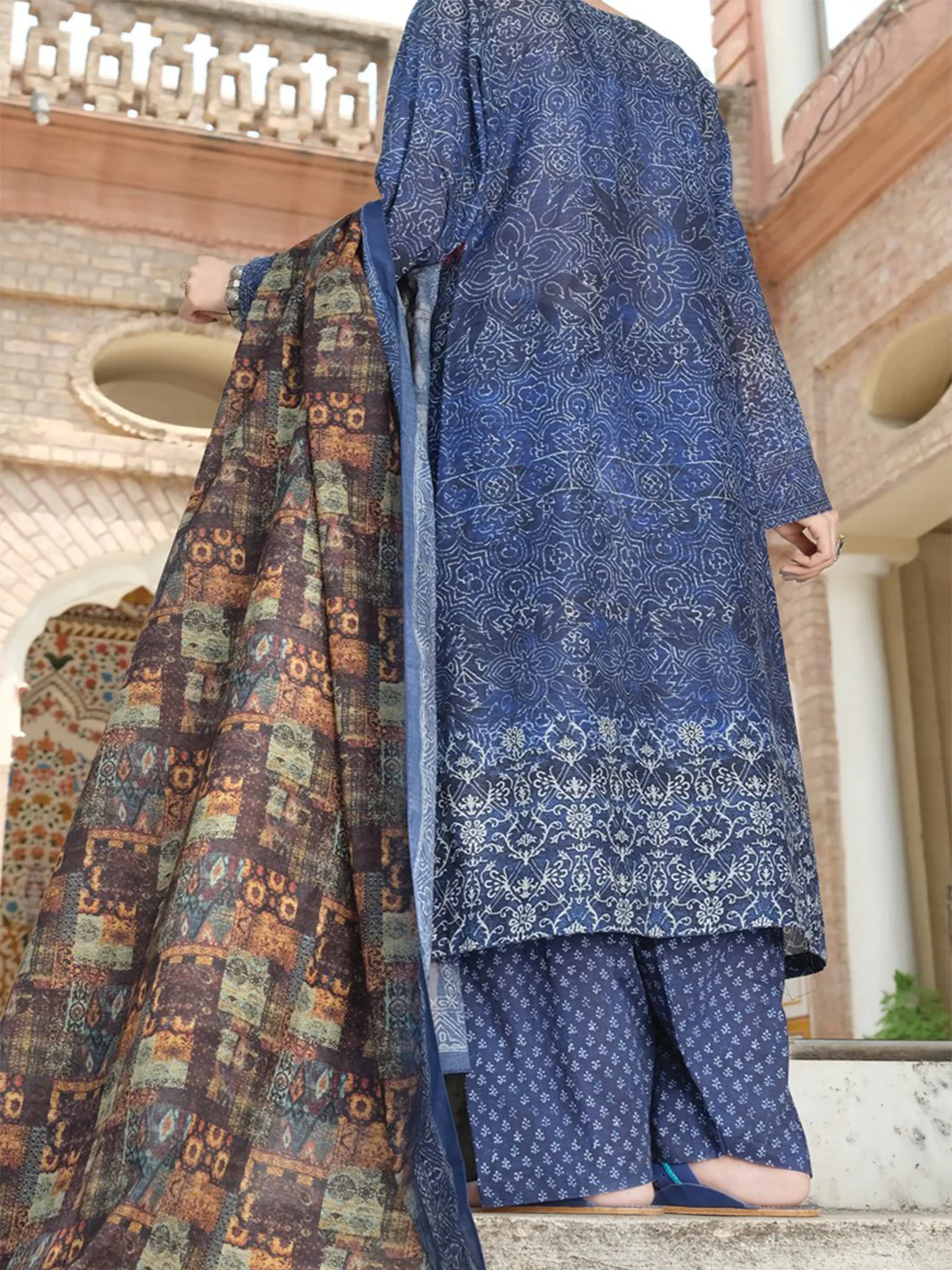 Navy Blue Lawn 3 Piece Stitched - ALP-751 - Image 2