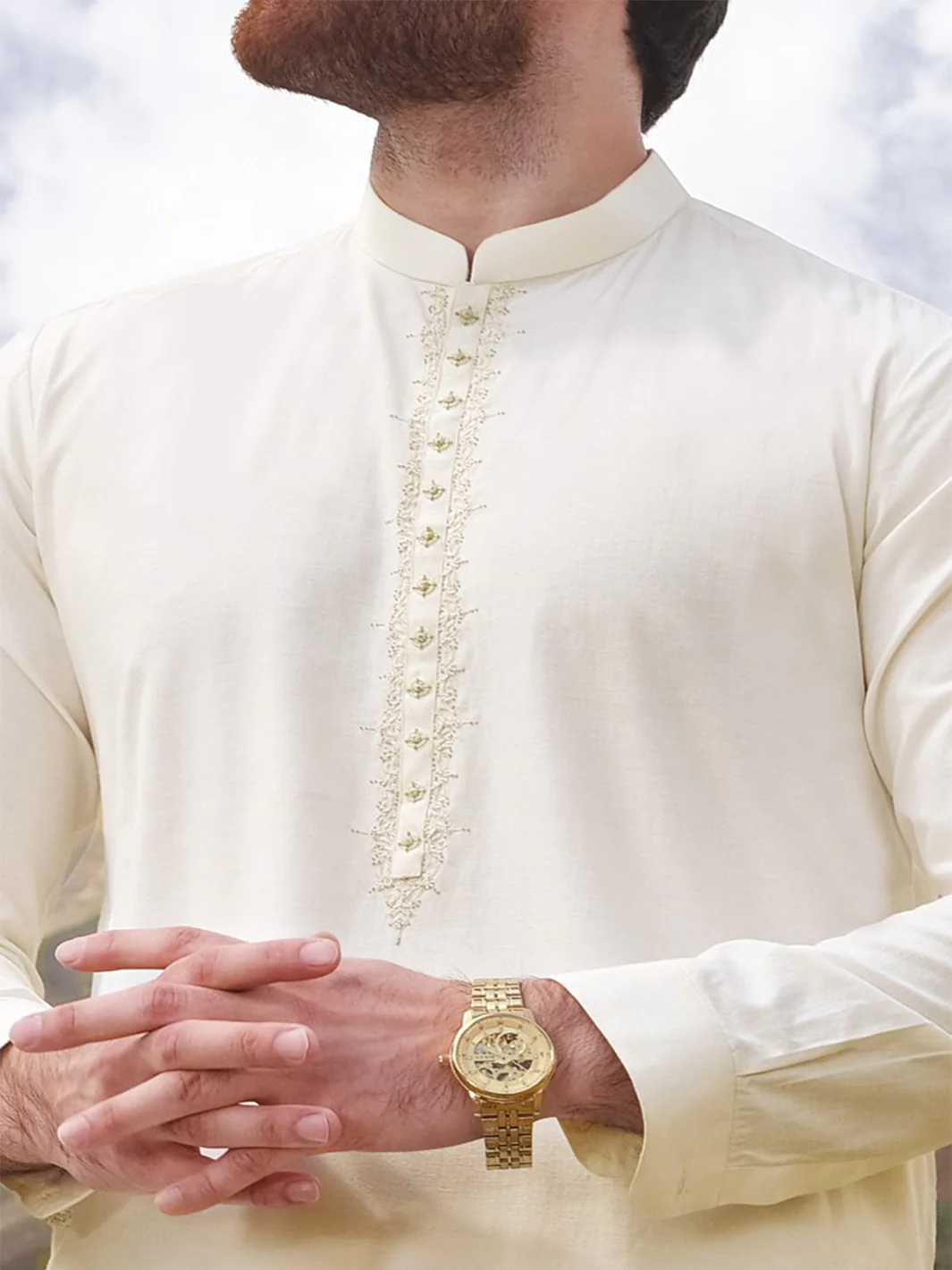 Off White Blended Kameez Shalwar - AL-KS-2374 - Image 2