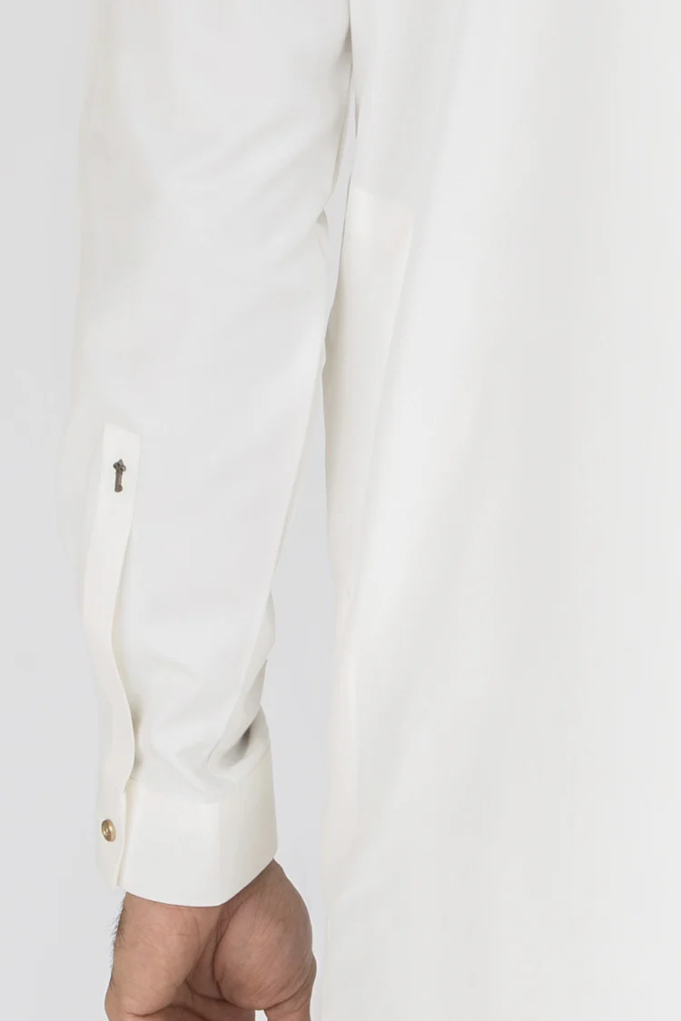 Off White Blended Kameez Shalwar - AL-KS-2452 - Image 3