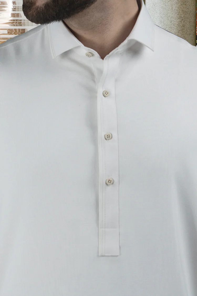 Off White Blended Kameez Shalwar - ALWA-KS-115 - Image 2