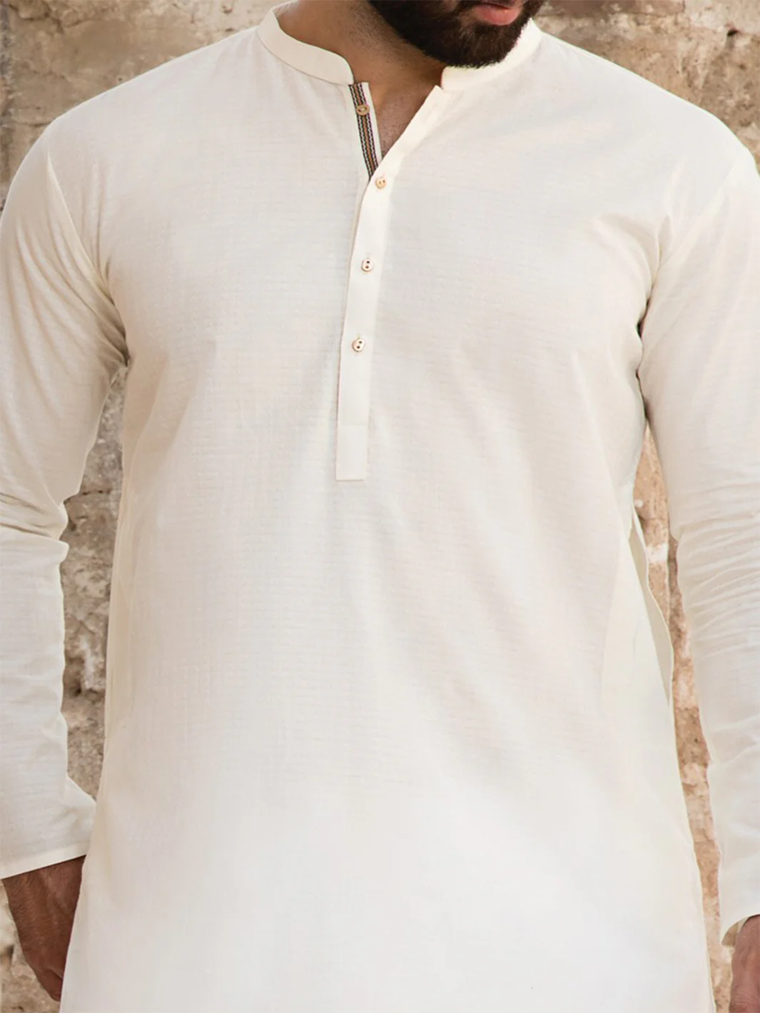Off White Cotton Kurta - AL-K-797 - Image 3