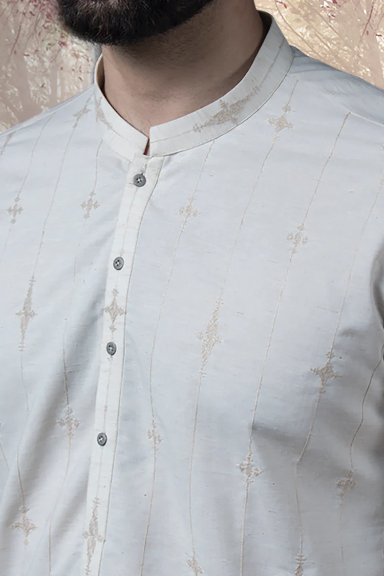 Off White Cotton Kameez Shalwar - AL-KS-2333 - Image 2