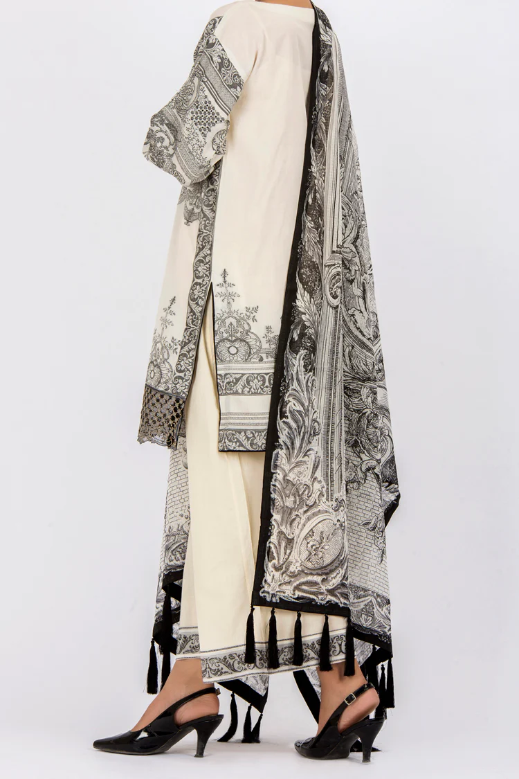Off White Jacquard 3 Piece Stitched - ALP-433 - Image 3