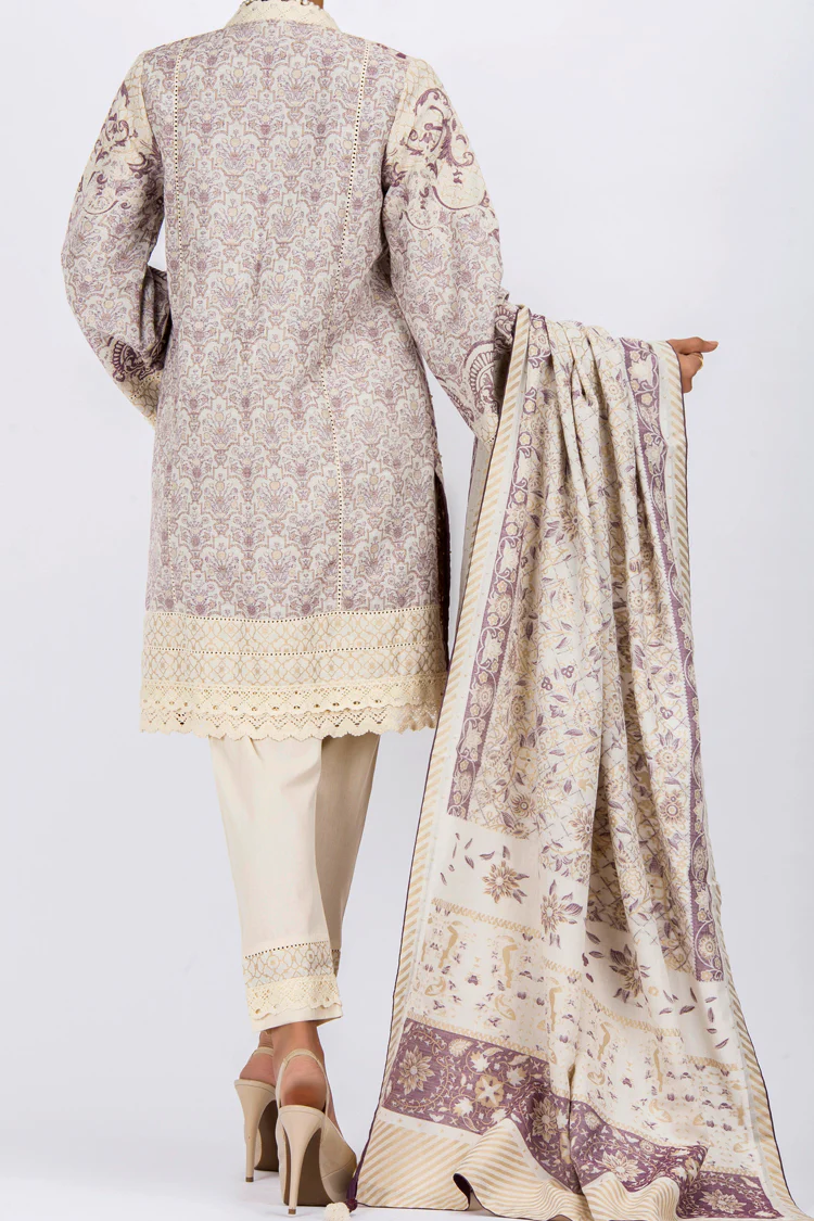 Off White Jacquard 3 Piece Stitched - ALP-533 - Image 3