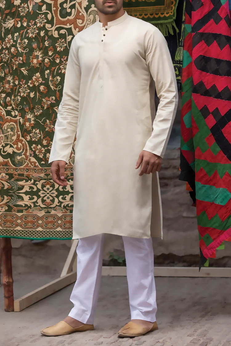 Off White Jacquard Kurta - AL-K-750