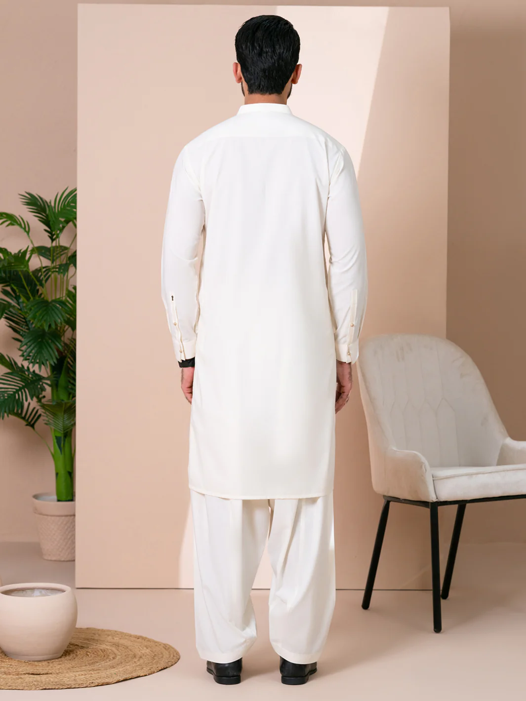Off White Kameez Shalwar - AL-KS-3378 - Image 2