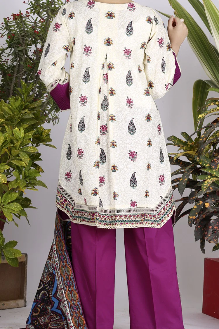 Off White Lawn 3 Piece Stitched - ALP-712 - Image 4