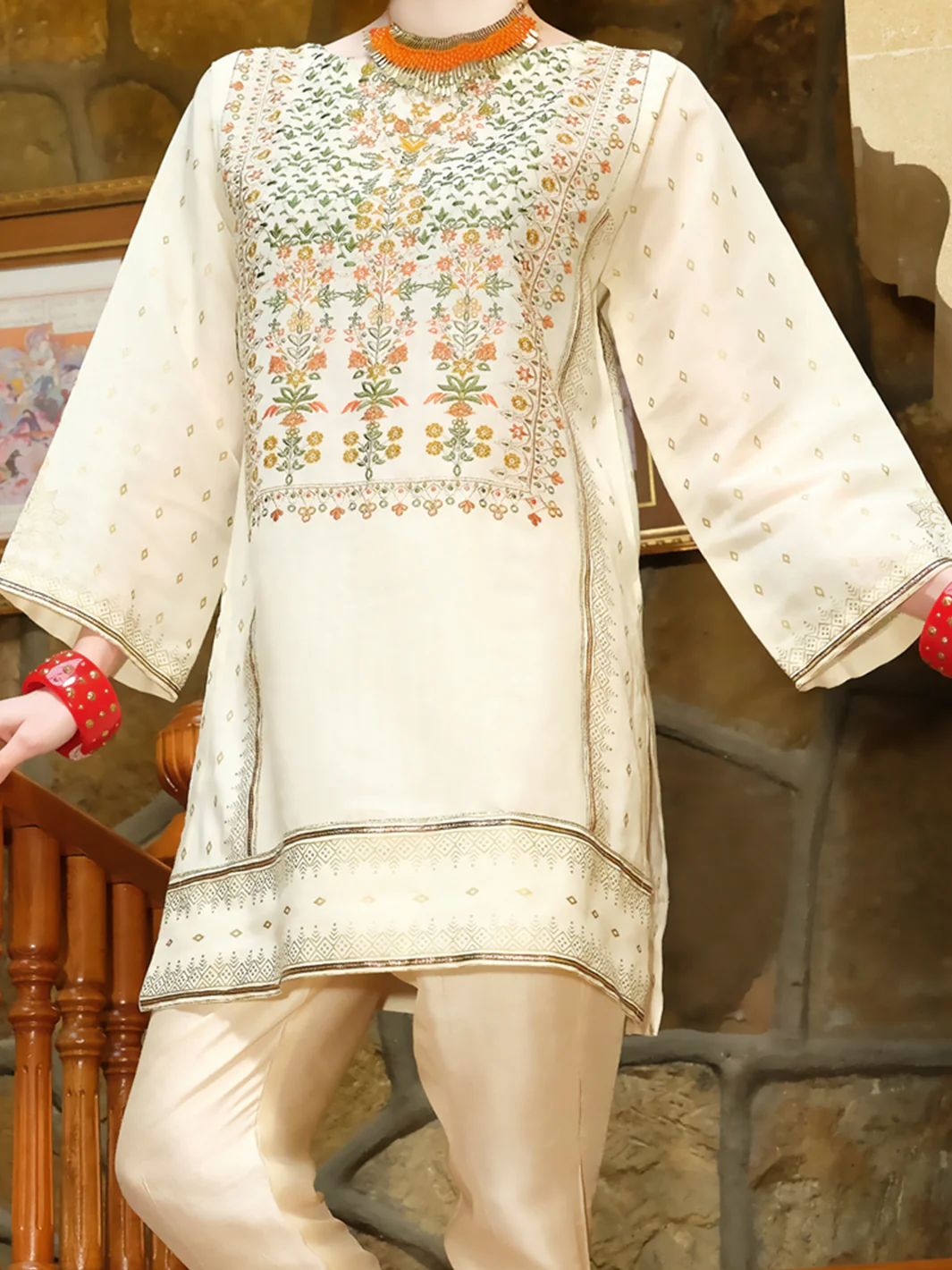 Off White Tunic - LK-680 - Image 2