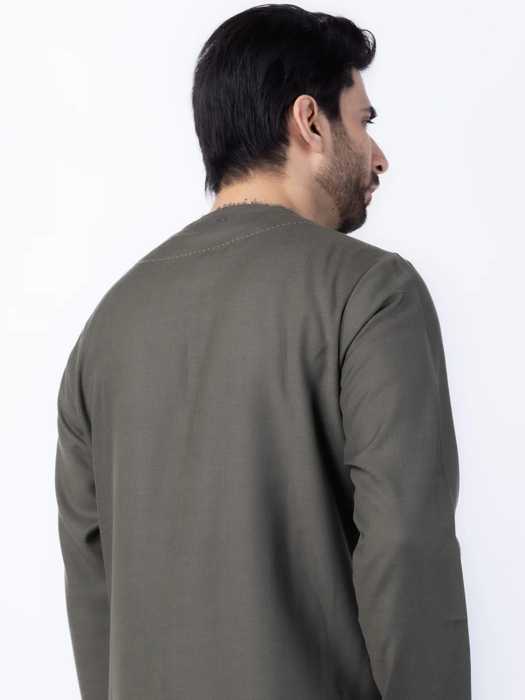 Olive Green Blended Formal Kurta - AL-SK-013 - Image 3