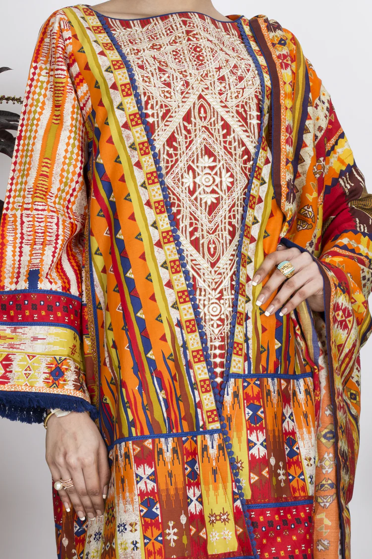 Orange Cambric 3 Piece Stitched - ALP-753 - Image 2
