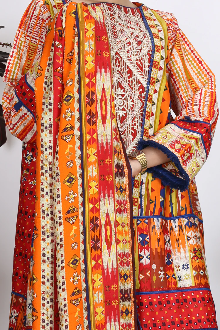 Orange Cambric 3 Piece Stitched - ALP-753 - Image 3