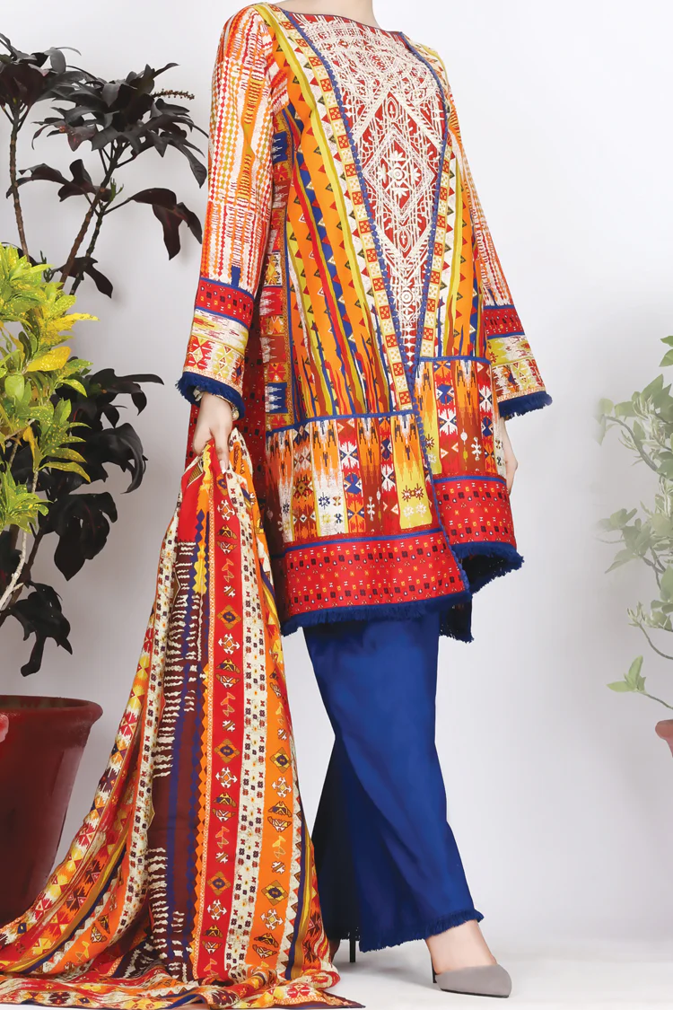 Orange Cambric 3 Piece Unstitched - ALP-753