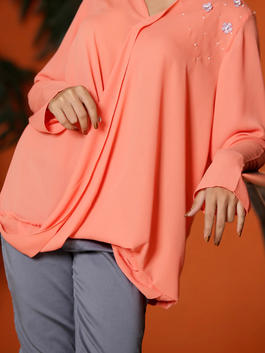 Orange Georgette Tunic - LSK-101B - Image 2