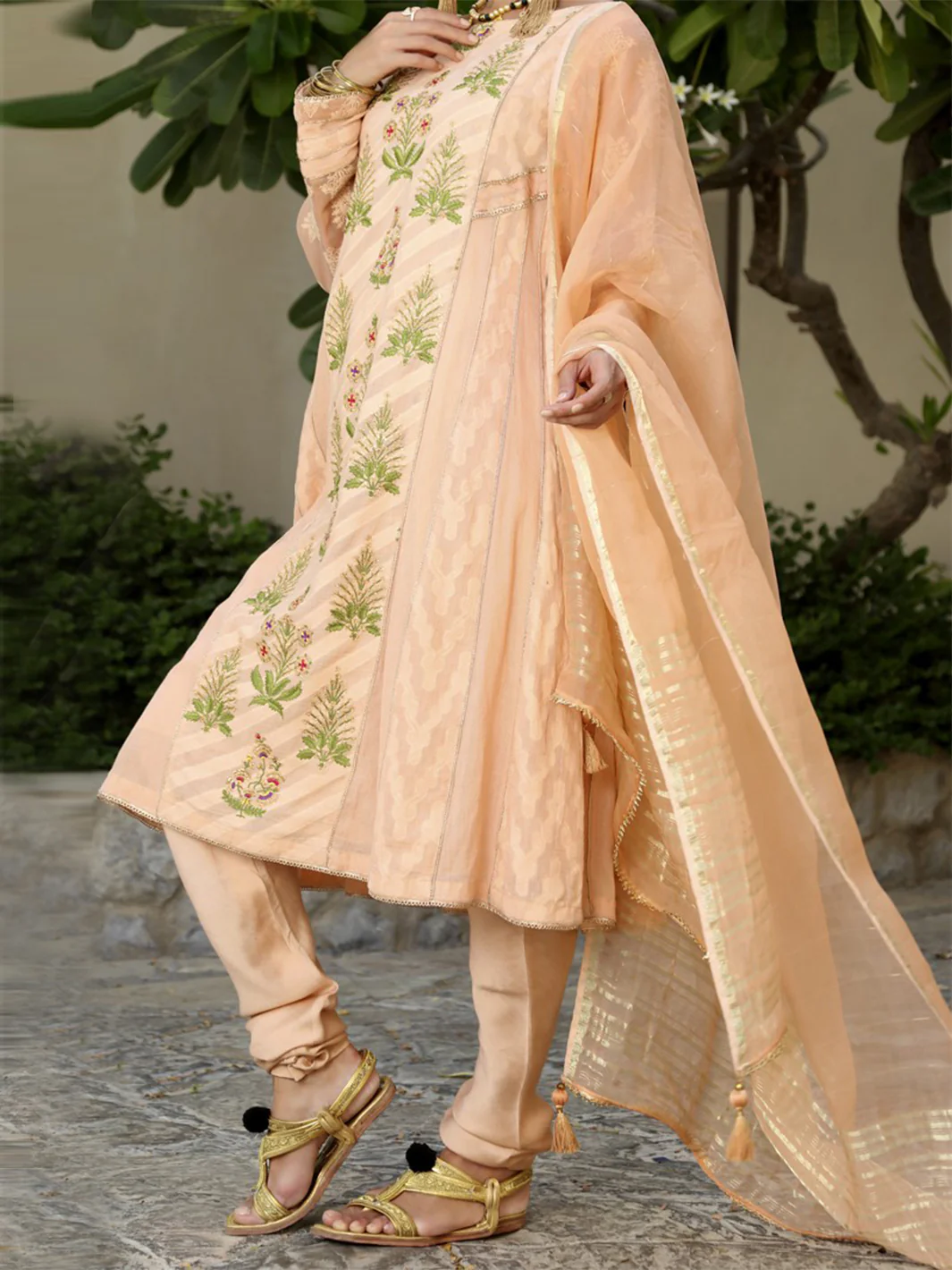 Peach Jacquard 3 Piece Stitched - ALP-568 - Image 2