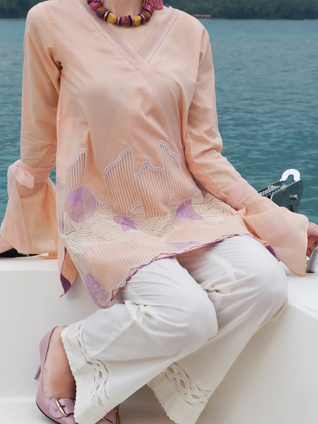 Peach Lawn Tunic - LK-657 - Image 2