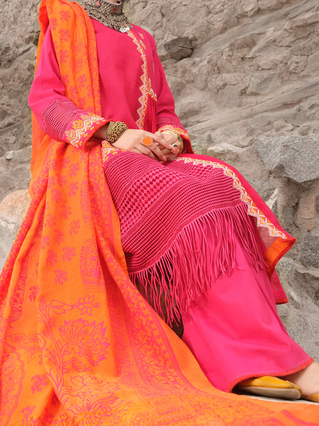 Pink Cotton Net 3 Piece Stitched - AWP-213 - Image 2