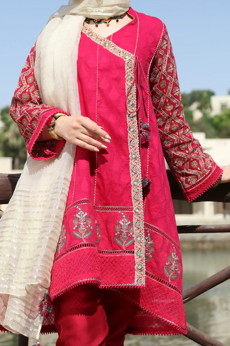 Pink Jacquard 3 Piece Stitched - ALP-564 - Image 2