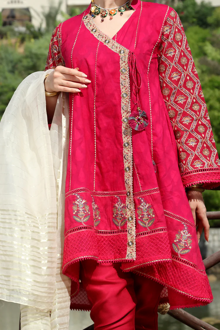Pink Jacquard 3 Piece Stitched - ALP-564 - Image 4