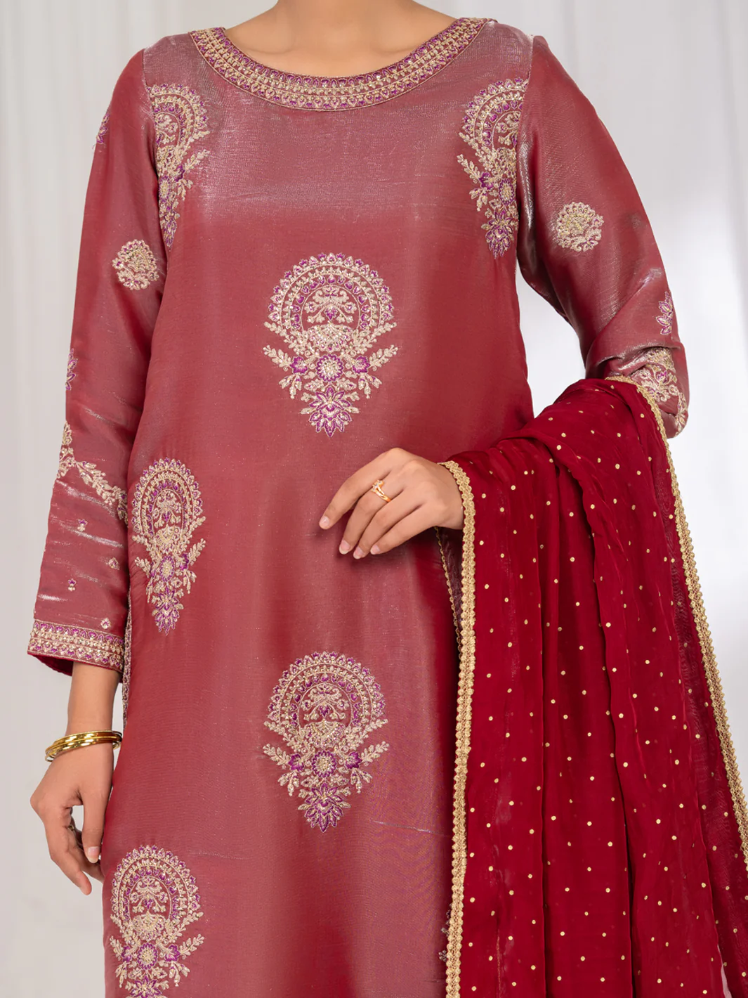 Pink Lawa Silk Formal Stitched 3Pc - AL-3PS-LS-633 - Image 3