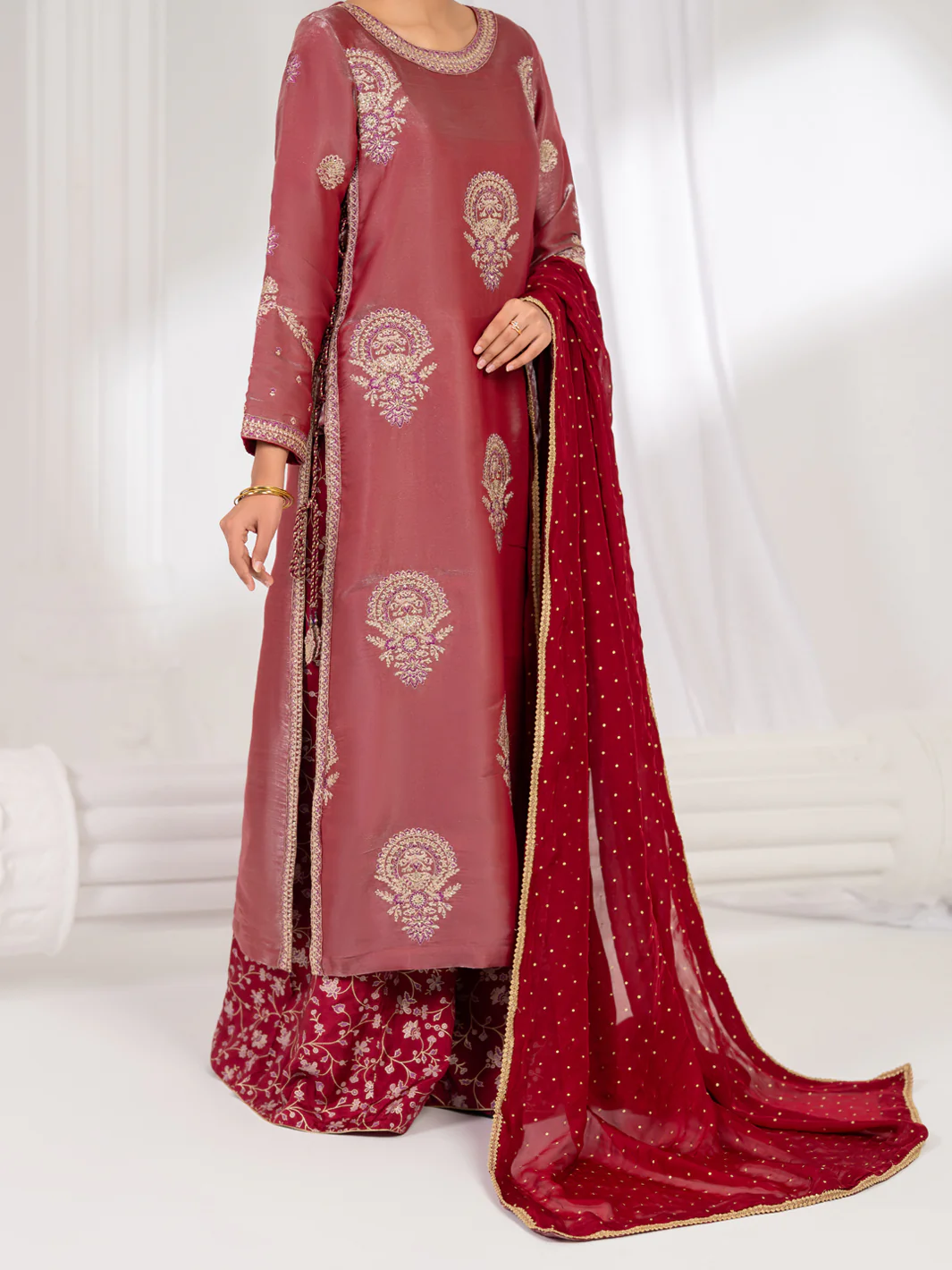 Pink Lawa Silk Formal Stitched 3Pc - AL-3PS-LS-633 - Image 6