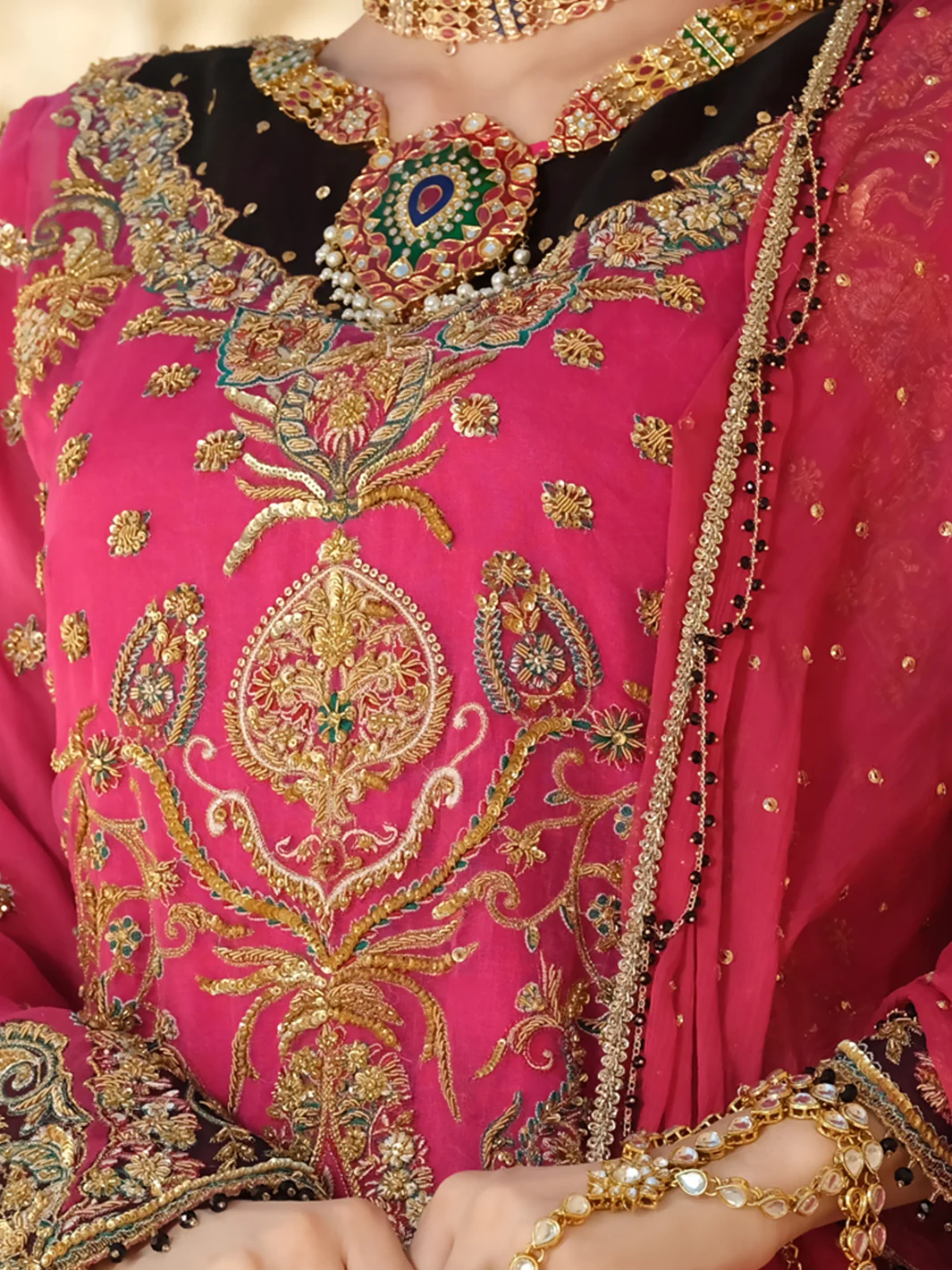 Pink Organza 3 Piece Formal Suit - LS-267 - Image 3