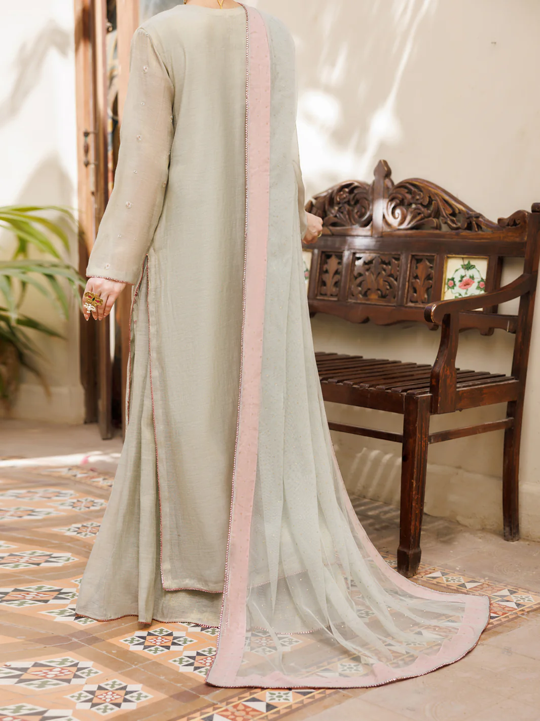 Pistachio Green Formal Stitched 3Pc - AL-3PS-LS-626 - Image 2