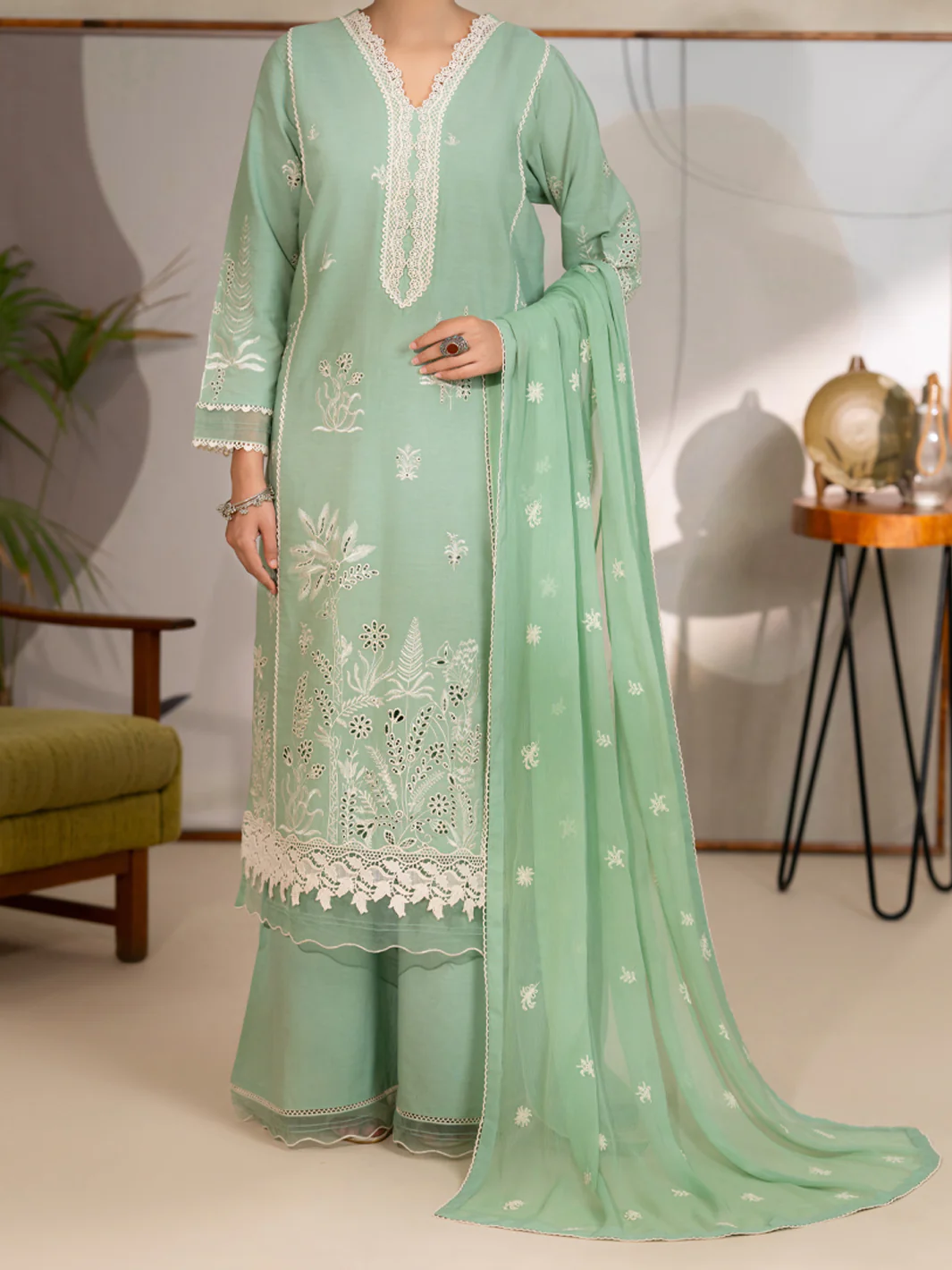 Pistachio Green Lawn Unstitched 3Pc - ALP-3PS-2449 - Image 5