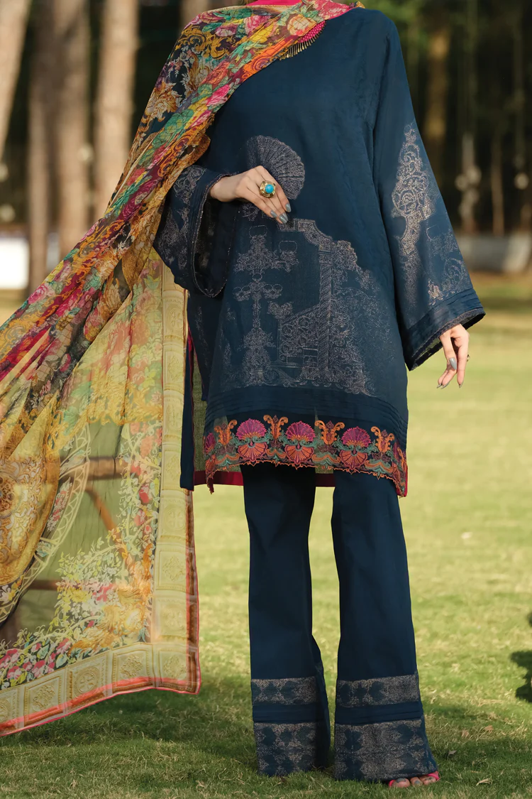 Prussian Blue Jacquard 3 Piece Stitched - ALP-736