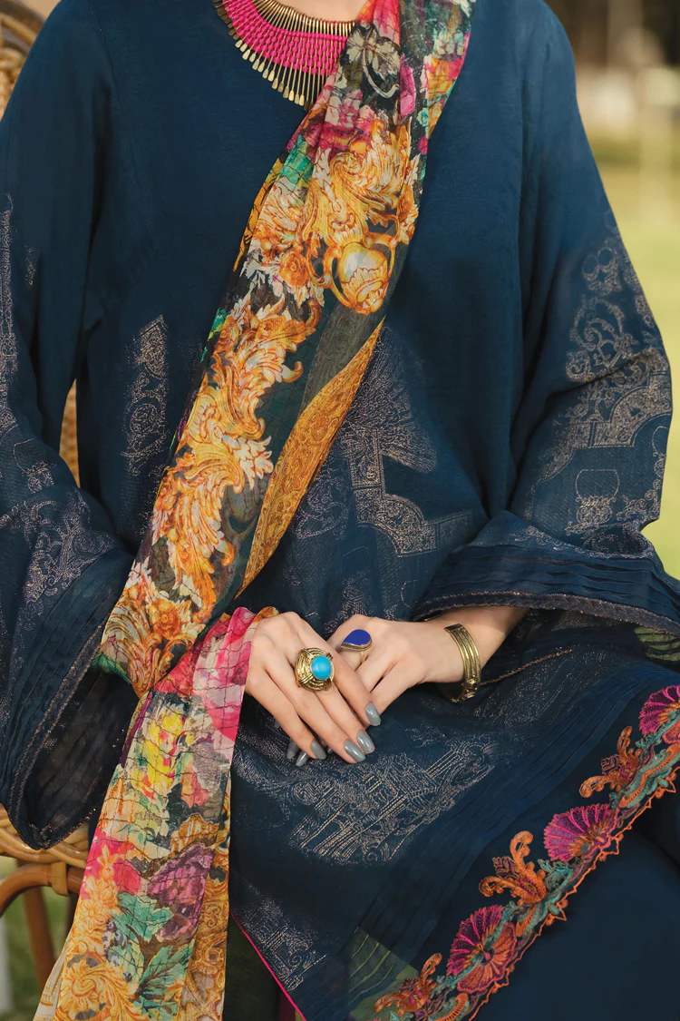 Prussian Blue Jacquard 3 Piece Stitched - ALP-736 - Image 2