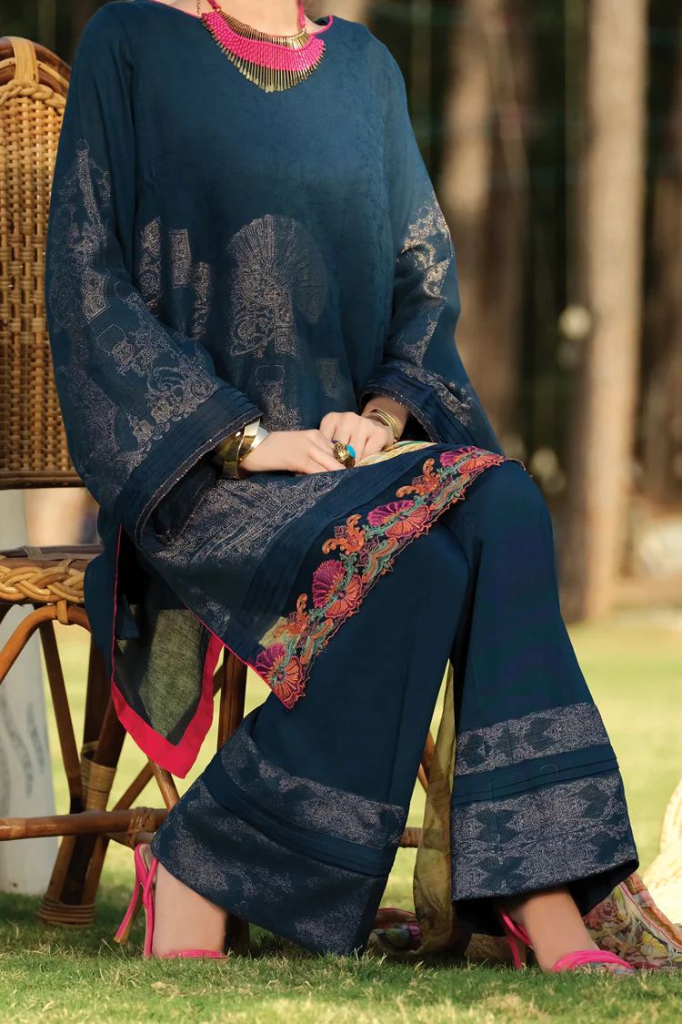 Prussian Blue Jacquard 3 Piece Stitched - ALP-736 - Image 3