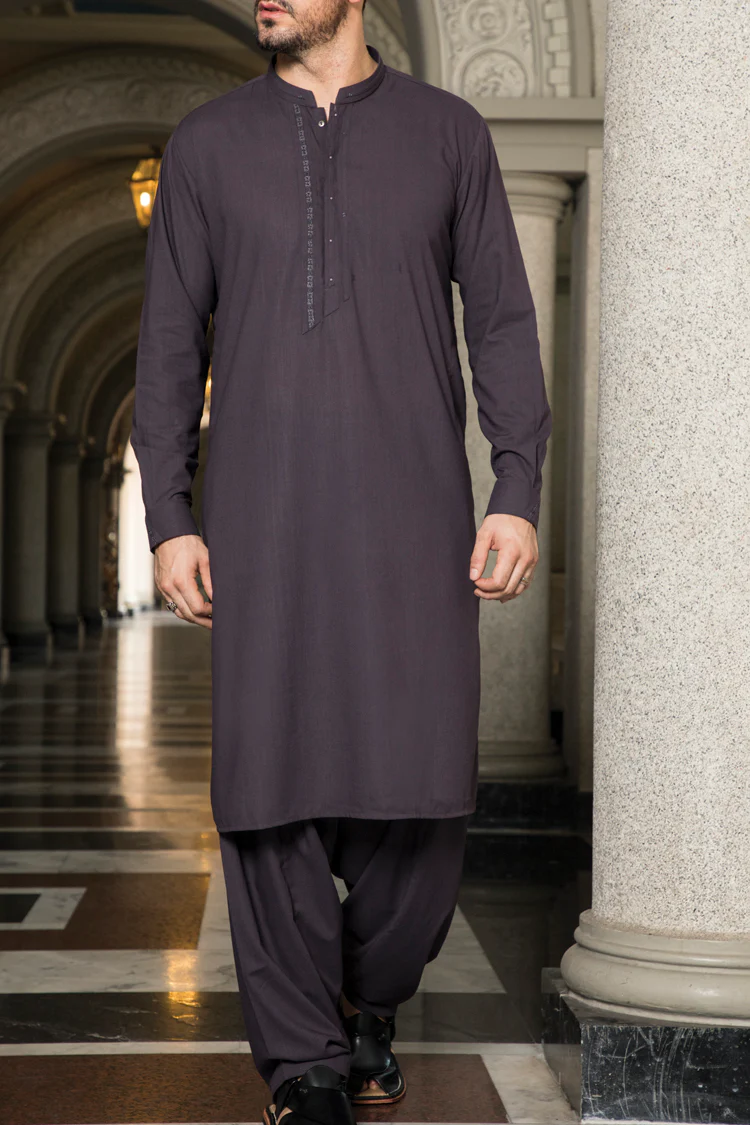 Purple Blended Kameez Shalwar - AL-KS-2306