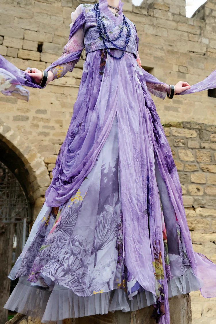 Purple Chiffon 3 Piece Unstitched - ALP-686